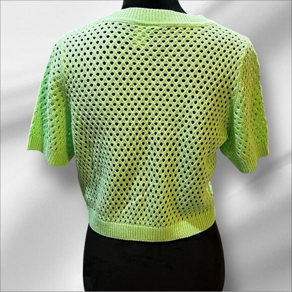 Divided Green Boxy Crop Sweater - Picture 7 of 11